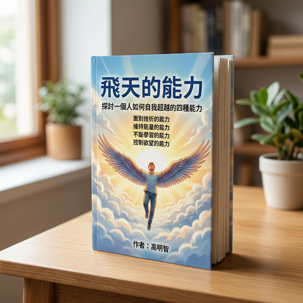 Book cover reading「飛天的能力」「探討一個人如何自我超越的四種能力」,「面對挫折的能力」「維持能量的能力」「不斷學習的能力」「控制欲望的能力」,作者:高明智