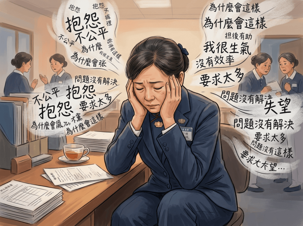 面對很多抱怨與不滿的阿珍組長(A01-3)