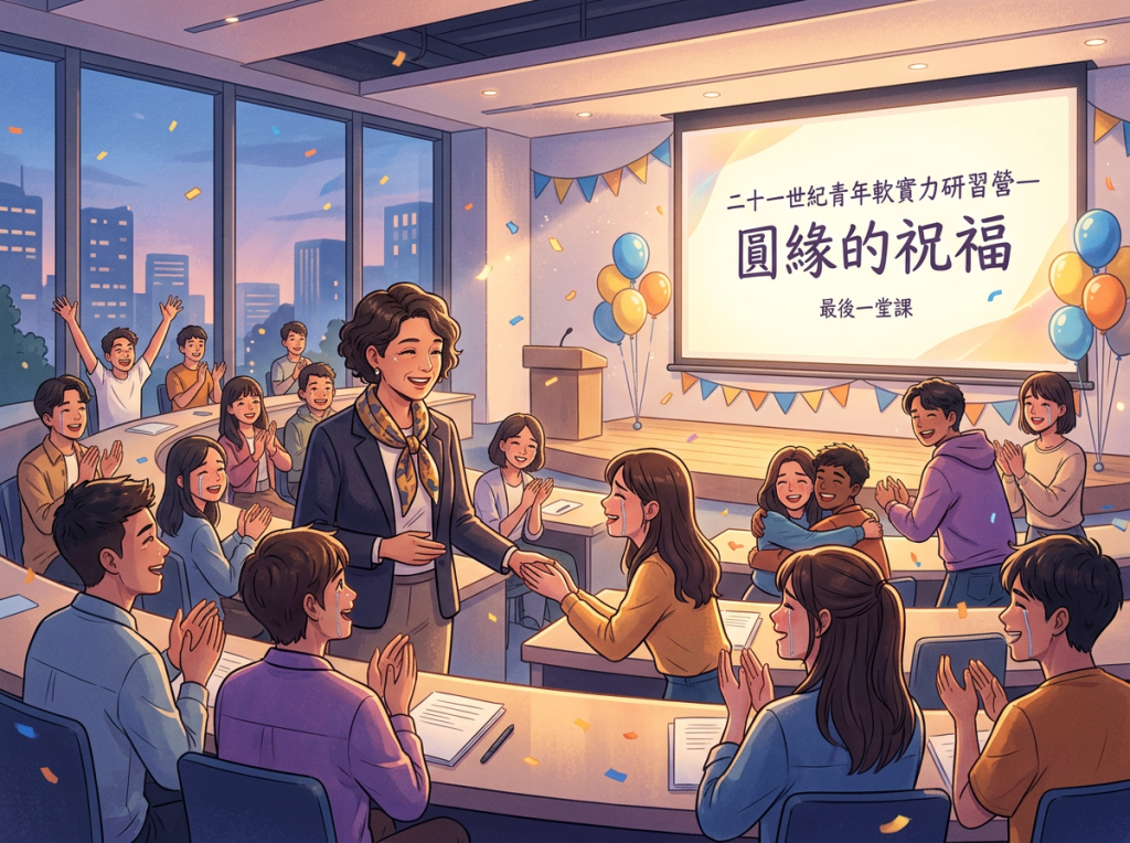Students applauding instructor during final youth training class celebration