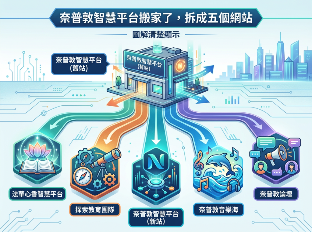 資訊圖解：奈普敦智慧平台拆分為五個網站